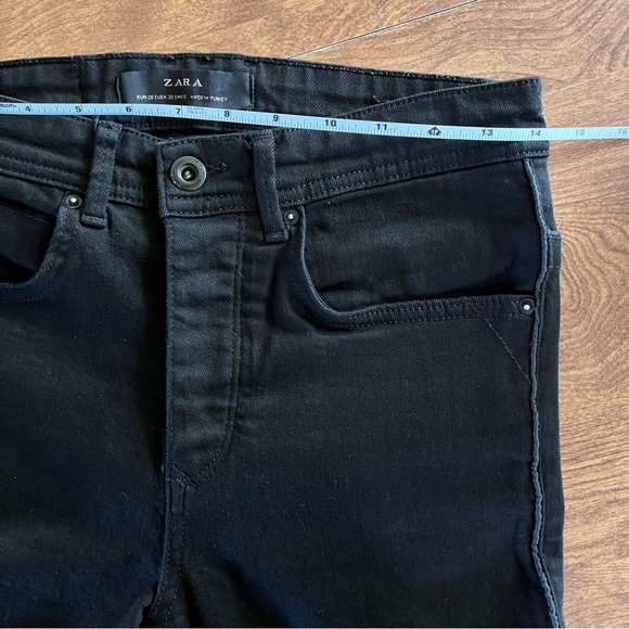 Zara Black Extra Slim Button fly stretch Denim Jeans Mens size 30 - Picture 8 of 12